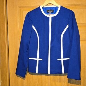 Evan Picone Blue Jacket with White Trim
